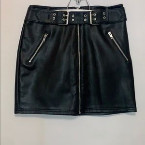 Faux Leather Mini Skirt w/ Belt